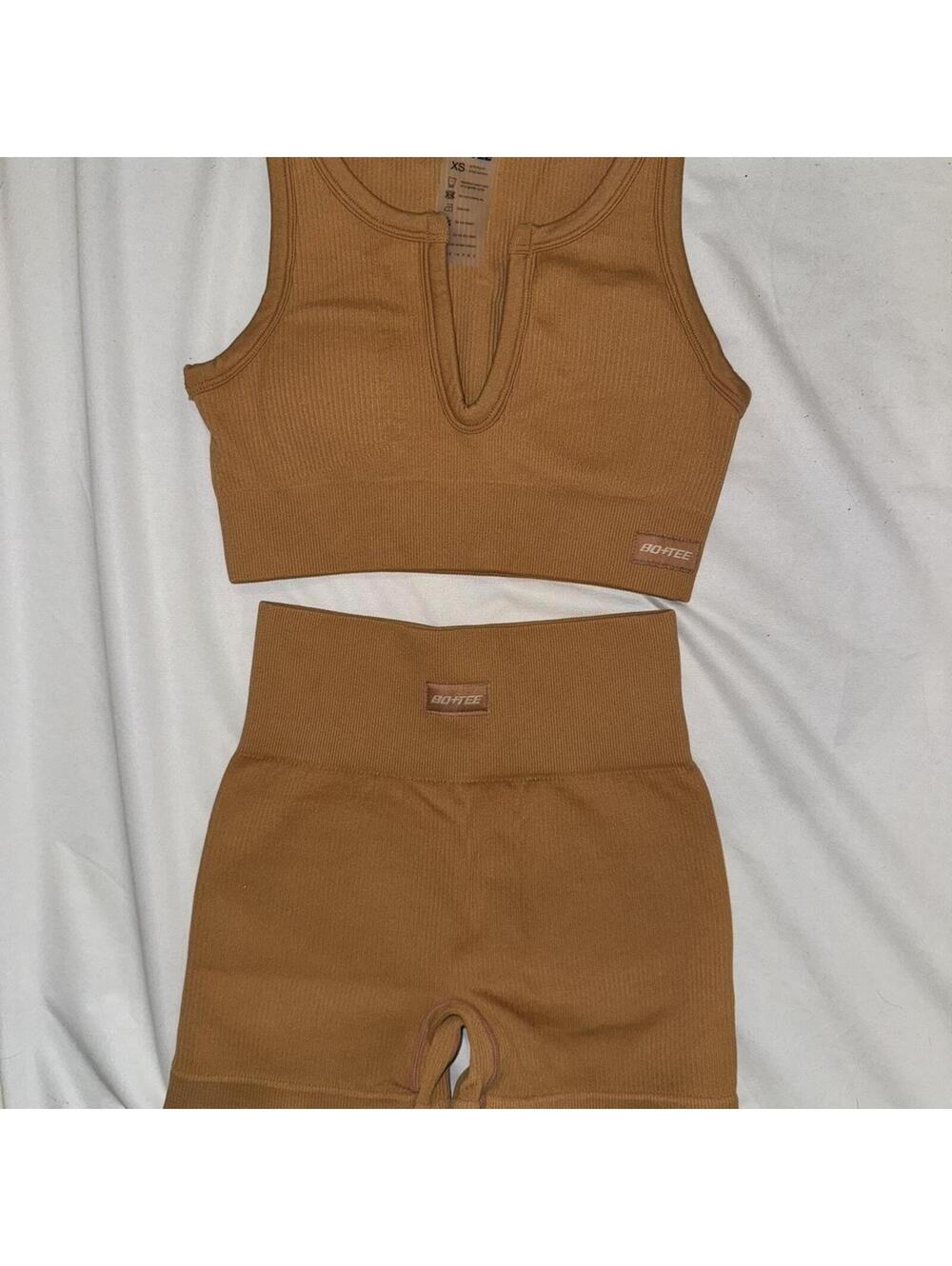 Camel Women's Orange and Tan Crop-top